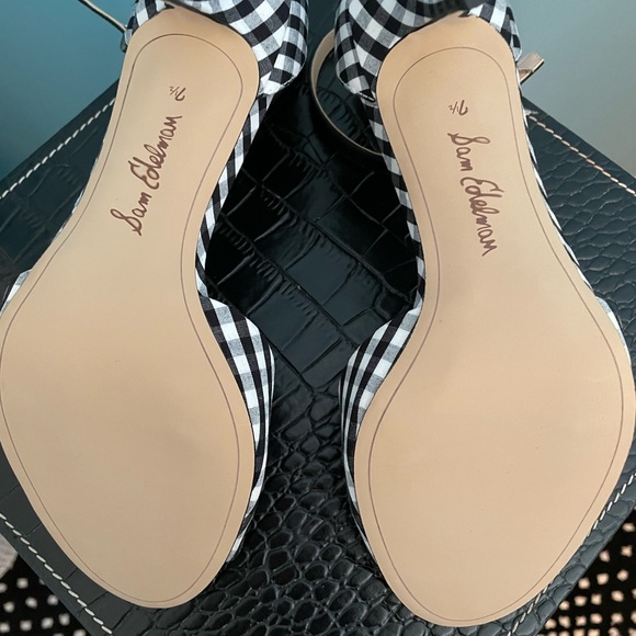 NEW Sam Edelman Gingham open toe heels - Picture 4 of 4